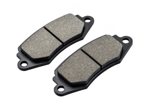 motorcycle brake pads white background friction components used in disc braking systems ensure stopping power and safety worn parts replacement transparent background