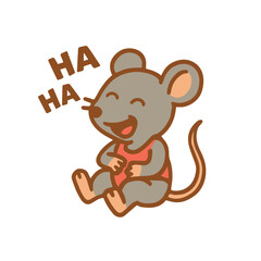 Cute cartoon mouse laughing out loud