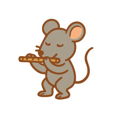 Obraz premium A Cute Cartoon Mouse Playing a Flute
