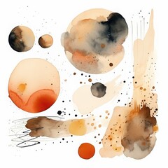 Abstract illustration in beige and earth tones, on-trend spots and blotches