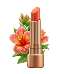 Recyclable cosmetic containers styled for festive gifting, pastel palette packaging for a Diwali highlighter stick with marigold flower. Recyclable beauty containers with festive accents transparent