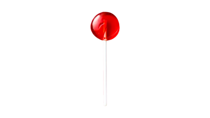 Red lollipop on a stick against a transparent background  