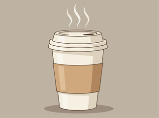 Hot Coffee To Go Cup With Steam Illustration