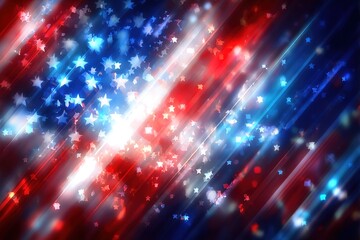 Abstract Fourth of July celebration background with patriotic colors and star patterns
