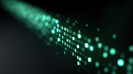 Closeup of digital data stream flowing dark background glowing binary code abstract technology concept futuristic data visualization digital information flow high tech digital stream glowing data