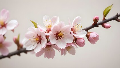 A close-up view of lovely pink cherry blossoms blooming in spring.