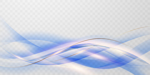 Blue abstract wave background with luxury golden elements vector illustration