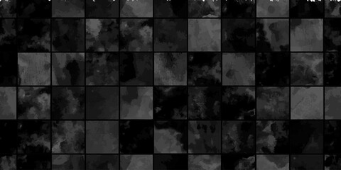  Seamless Gray Tile and Watercolor Texture Pattern Background.　グレータイルと水彩テクスチャのシームレスパターン背景