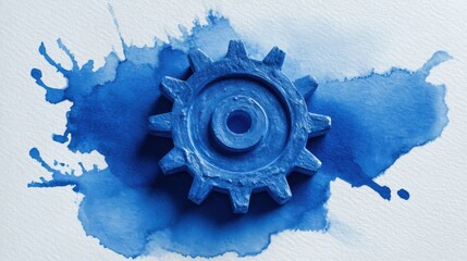 Blue Gear Icon Representing Real-Time Process Checks in Abstract Design