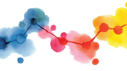 Colorful Watercolor Line Chart Displaying Data Flow Trends and Insights