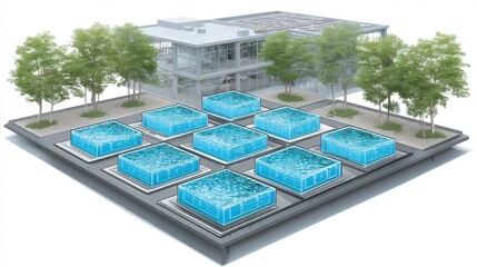 Modern Architectural Design Featuring Grid Layout with Sunlight Supply Zones