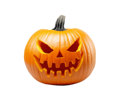 Halloween pumpkin with a carved face, isolated on a transparent background. PNG file