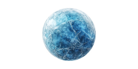 Blue Ice Sphere. Symbolizes Cold, Winter, And Frozen Concepts Isolated On Transparent Background