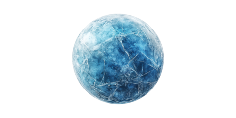 Blue Ice Sphere. Symbolizes Cold, Winter, And Frozen Concepts Isolated On Transparent Background