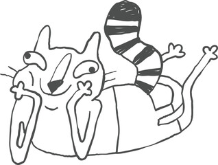 Sarcastic Comic Cats Hand-Drawn Doodle Style with Humorous Expression