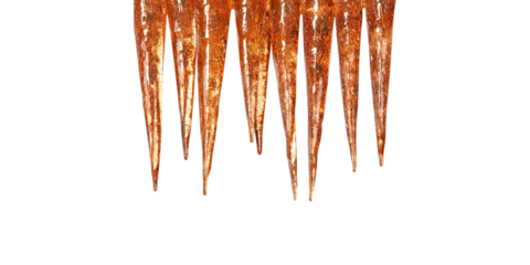 Rusty Metal Icicles Hanging Against. Industrial Decay And Weathering Concept Isolated On Transparent Background