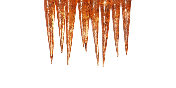 Rusty Metal Icicles Hanging Against. Industrial Decay And Weathering Concept Isolated On Transparent Background