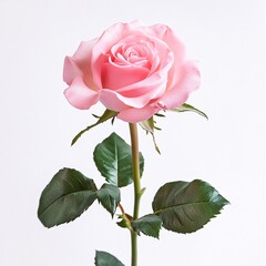 Beautiful Blooming Pink Rose Flower: Clean Studio Shot for Gifts, Declarations, and Special Occasions.