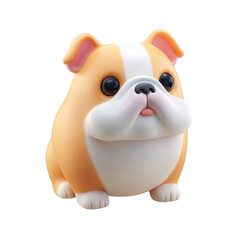 Adorable cartoon bulldog puppy 3d render illustration cute friendly dog pet animal character design digital art graphic image for childrens book websites on transparent background