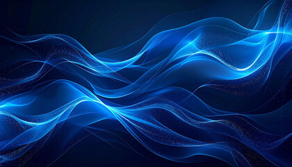Obraz premium 煌めく青の波動が広がる抽象空間