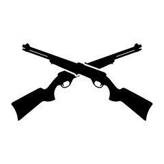 Hunting gun black logo silhouette vector