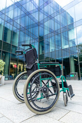 Wheelchair in the middle of the yard of rehabilitation center