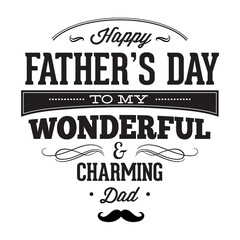 Obraz premium Father’s Day vintage typography, mustache - decorated festive greeting design element