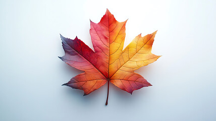 Vibrant autumn maple leaf displaying rich colors against a clean white background perfectly centered