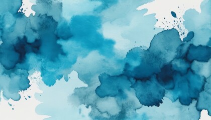 Obraz premium Abstract watercolor background with shades of blue and turquoise. Soft, flowing shapes create a serene and artistic atmosphere.