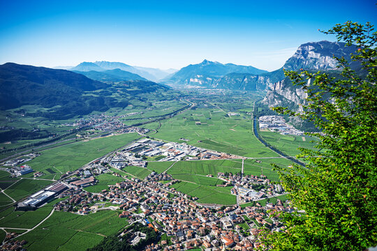 Mezzocorona village in The Etschtal valley, Trentino, Italy.
