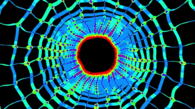 Endlessly moving colorful tunnel with chaotic geometry and neon bright visual effects.
4UHD. H264. Alpha channel add.