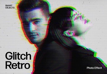 Glitch Retro Photo Effect Template