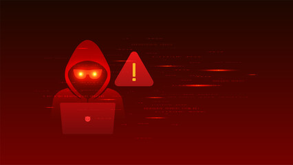 Cyber crime vector showing hacker criminal cybercrime fraud phishing malware scammer hacking.
