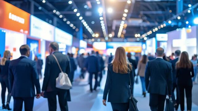 International Business Expo with Multilingual Signage and Global Networking in Cultural Attire

