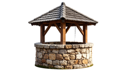medieval stone well isolated on solid white background Png