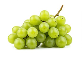 Fresh green grapes bunch isolated on white background