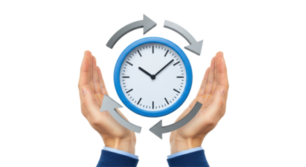 Isolated Clock Hands Holding Around