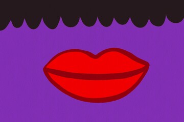 Vibrant red lips against a bold purple backdrop in an artistic expression