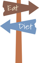 eat, diet wooden sign illustration