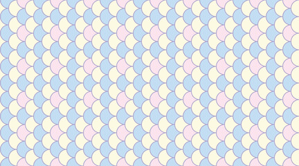 Pastelcolored fish scale pattern, perfect for backgrounds, textiles, or website design.  This seamless, repeating design offers a soft, dreamy aesthetic with a subtle texture. © Olena
