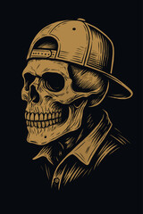 Grungy Skull with basecap vector illustration