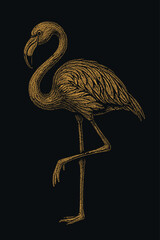Grungy flamingo vector illustration