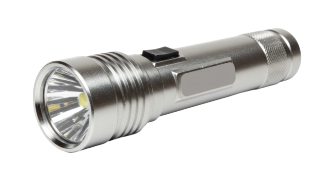 Isolated Silver Flashlight