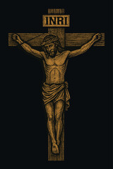 Grungy Jesus on Cross  vector illustration