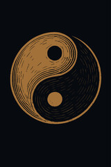 Grungy Yin and Yang Sign vector illustration