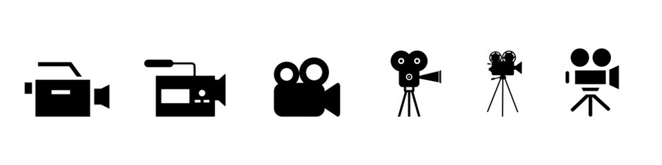 Video camera icon vector set. Filming illustration sign collection. Cinema online symbol. Movies web icons. Video camera symbols for web and mobile app.