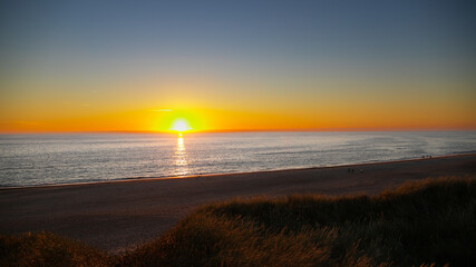 Sunset at the North Sea on a Danish beach