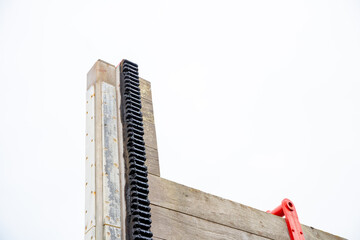 Dam gate for boats through a closed bridge into a fjord