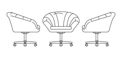 Thin Armchair Outline Line Art Design