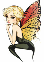 Fairy with butterfly wings posing in an enchanting art style Generative AI